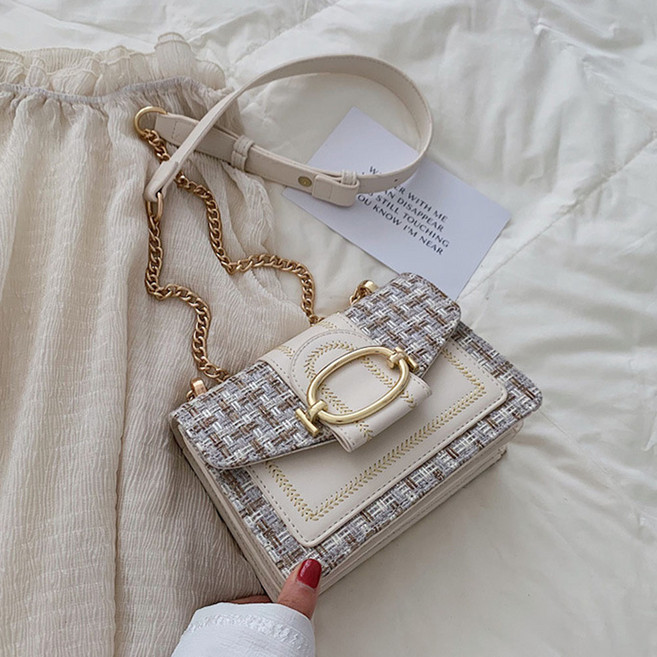 TEMMERCE 럭셔리 트위드 크로스백