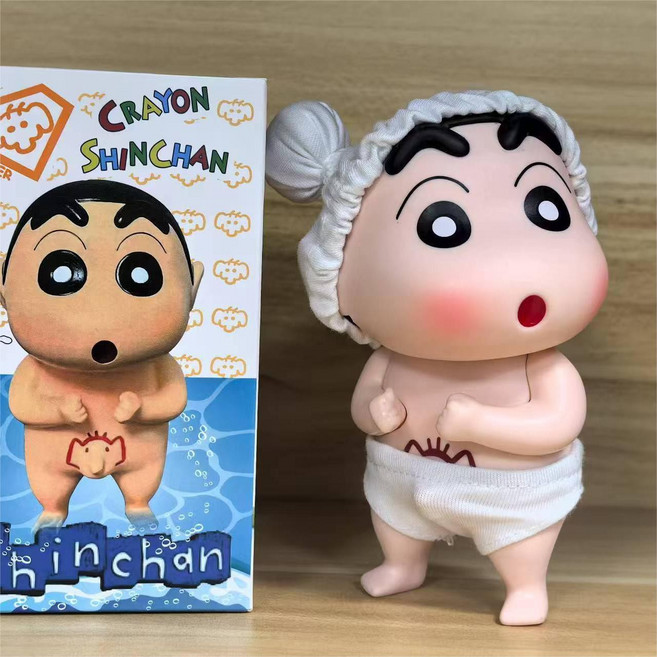 FATTYS 귀여운 짱구 짱아 목욕 장면 미니 피규어 애니피규어 10cm, 목욕짱구