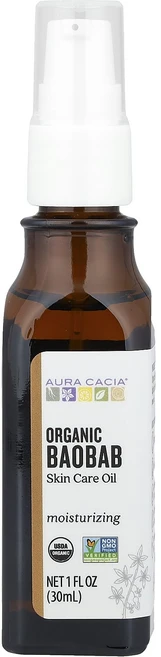 Aura Cacia 유기농 바오밥 오일 스킨 케어 오일 30ml(1fl oz), AuraCacia유기농바오밥오일스킨케어오일30ml1fl - 쿠팡
