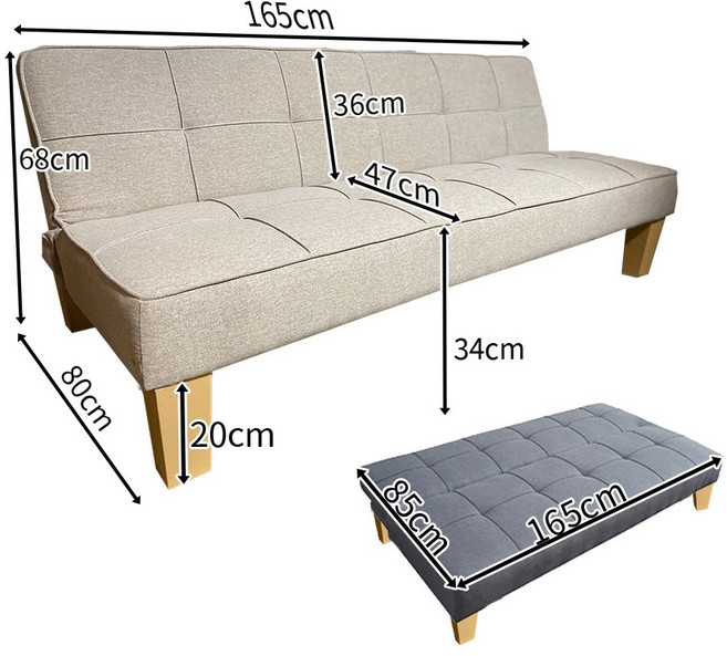 亞麻布 布沙發 三人沙發床 沙發 折疊沙發 摺疊沙發 懶人沙發 單人沙發 臥室沙發 【U45】 【沛大旗艦店】, S-卡其色, 卡其色
