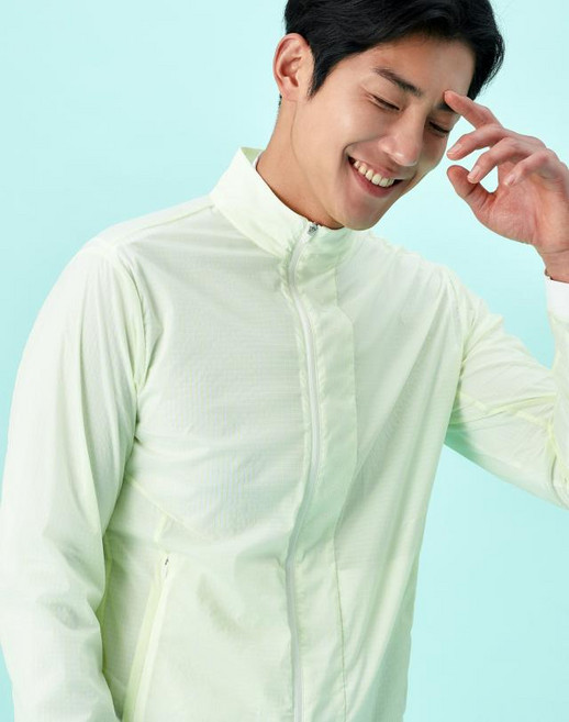 21SS [WIND BLOCK]화이트 립조직 투톤 믹스 바람막이 점퍼 HUJU1B321WT