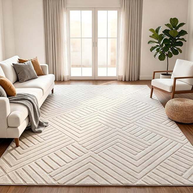 Bsmathom 8x10 Area Rugs for Living Room Machine Washable Non Slip Solid Color Fluffy Rugs Low Pi