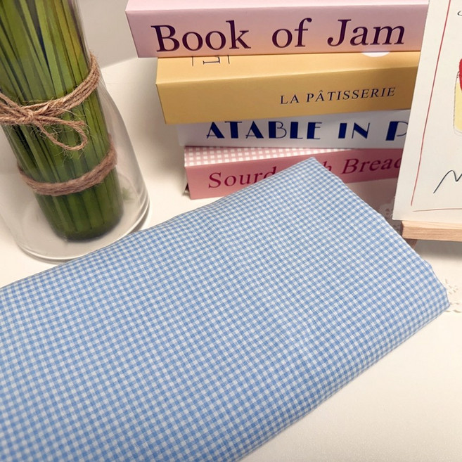 CRT 018 탐나요 스트레치 면 체크 무늬 스판 원단 패턴 패브릭 천, 1개, 스카이