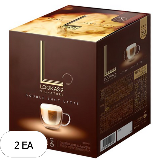 루카스나인 시그니처 더블샷라떼 커피믹스, 14.9g, 50개입, 2개