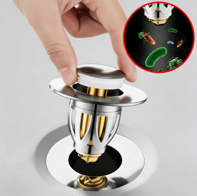 막힘 예방 악취 차단 벌레 방지 팝업식 만능 세면대 물마개, 1개