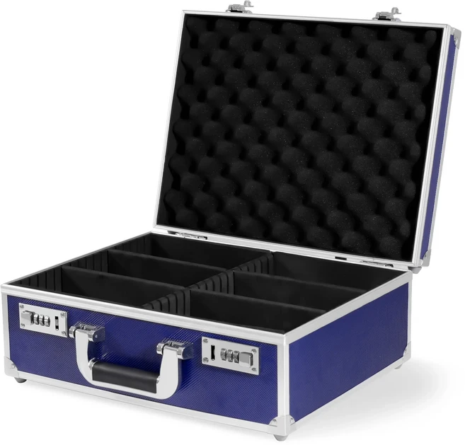 트레이딩 카드 보관함 (암호 잠금 장치 포함) 야구 탈부착 가능한 칸막이가 있는 스포츠 케이스, 06 Blue