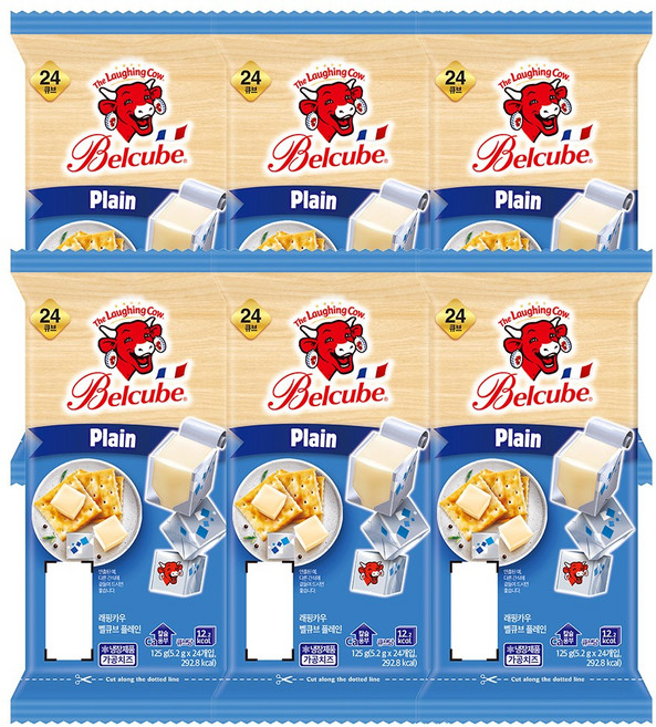프랑스 래핑카우 벨큐브 플레인, 125g, 6개