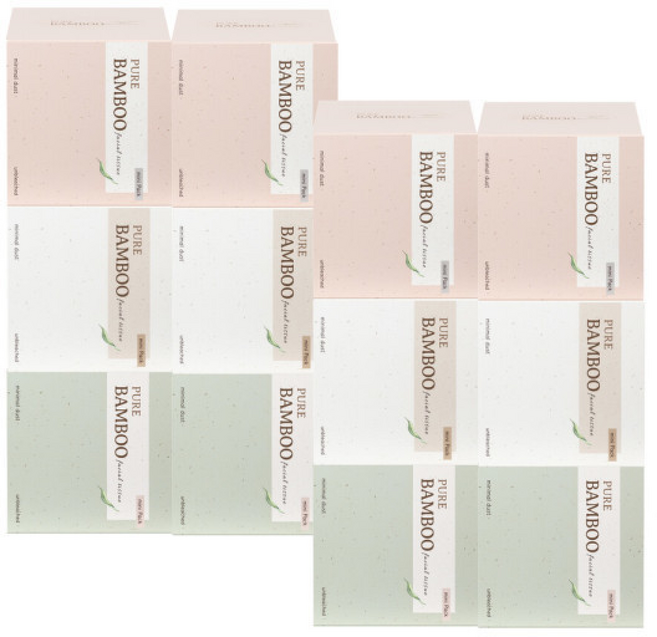 휴홈 먼지없는 무표백 순수 대나무 티슈 미니팩, 1개, 12매