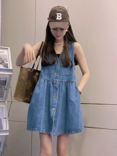 COSYEVNO 여성용 A라인 데님 원피스 캐주얼 봄여름 LFHbdq-1