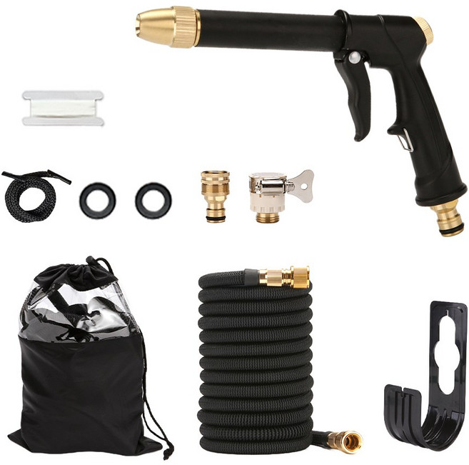 레브홈 초강력 고압분사기 늘어나는 물 호스 세트, 블랙, 7.5m