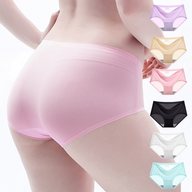 어워크 여성 아이스실크 메쉬 심리스 팬티 6장 세트