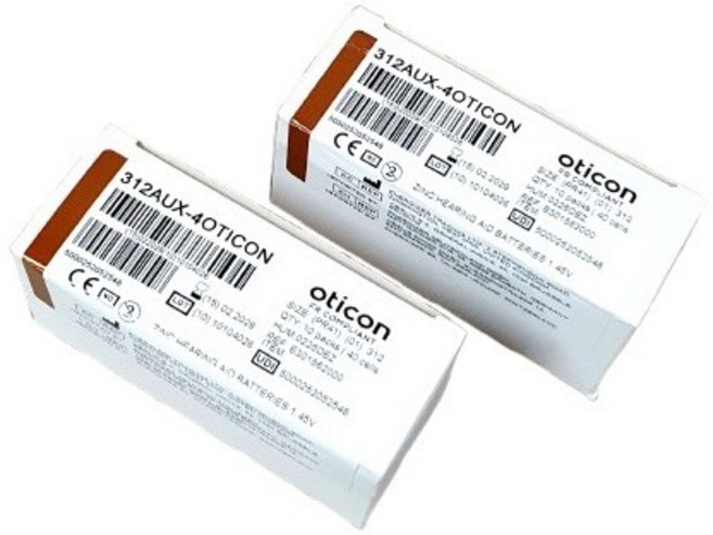 오티콘 보청기 배터리 밧데리 312번 갈색 2박스 80알 1세트