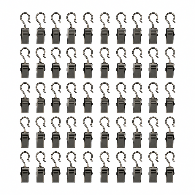 룸앤무드 커튼 레일 고리집게 네트망 다용도, 50개, 메탈