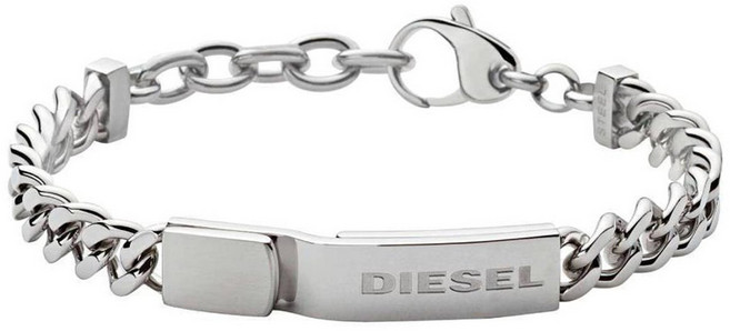 義大利 DIESEL 男士Logo飾牌銀手鍊 DX0966040