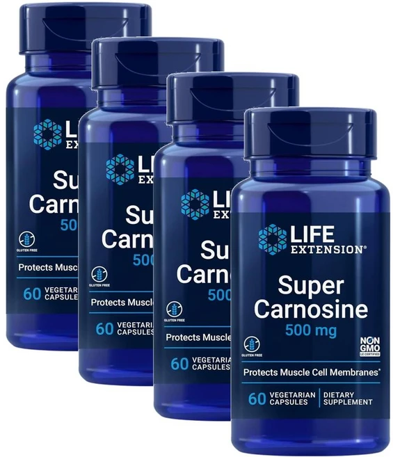라이프익스텐션 슈퍼 카르노신 500mg 베지캡슐 60정, 4개 - 쿠팡