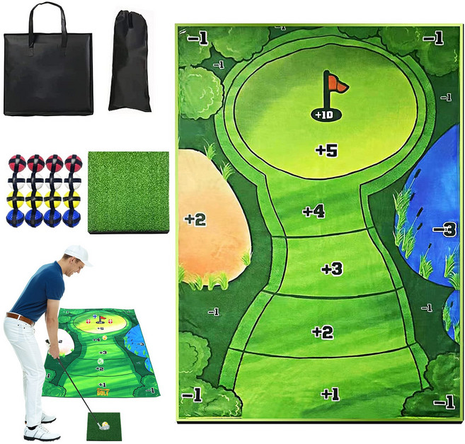 골프연습매트 골프공 16개 야외용 4개 말뚝 골프 치핑 매트 휴대용 가방 미니 골프장 실내용 골프 트레이닝 보조 기구