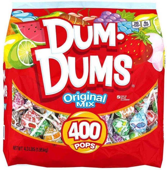 Dum Dums 여러가지 과일맛 롤리팝 오리지널 믹스 1.95kg 400개, 1개