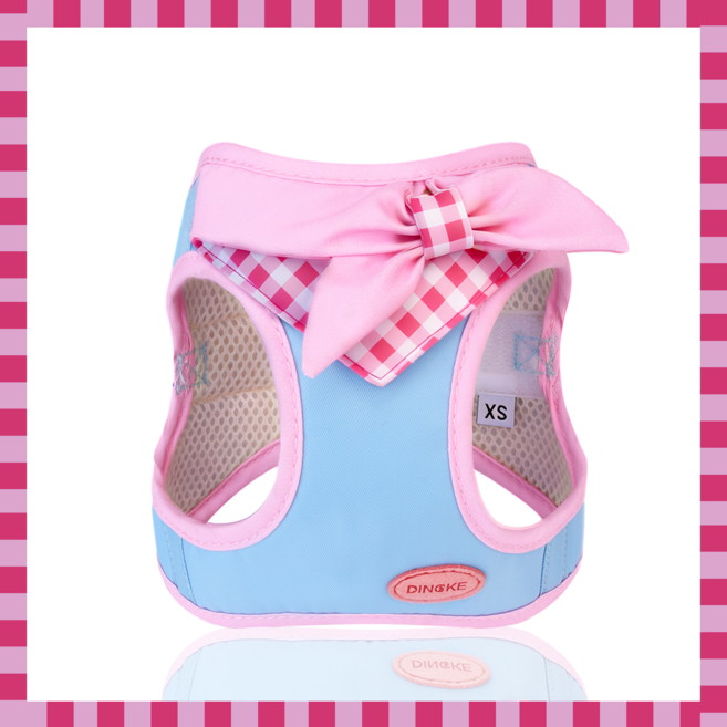 berrypet 리본 반다나 스타일 강아지 하네스 통기성 메쉬 소형견 고양이 탈출 방지 1.5-6.5kg, 파란색, 1개