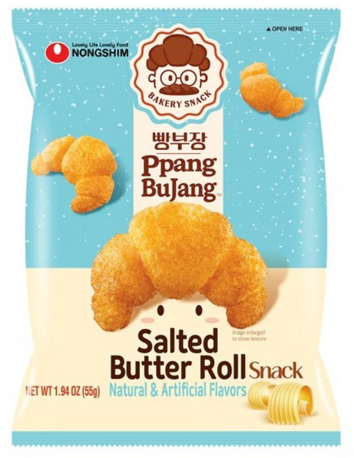 農心 麵包部長 奶油鹽味造型可頌 酥脆鹹甜 獨立包裝方便攜帶, 55g, 1包