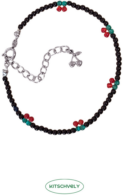 키치 블링 앵두 체리 팔찌 체리 꼬리 체인