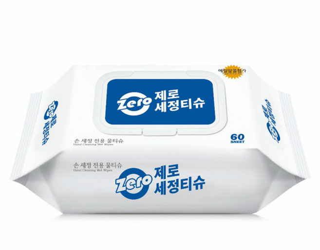 ZERO 소독 알코올 손 세정 물티슈 캡형, 60개입, 10개