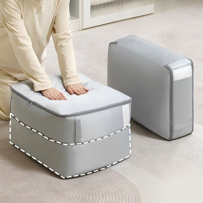 다층 이불 압축 파우치 대용량 의류 수납 정리함 공간절약 접이식 수납백, 2개, 그레이