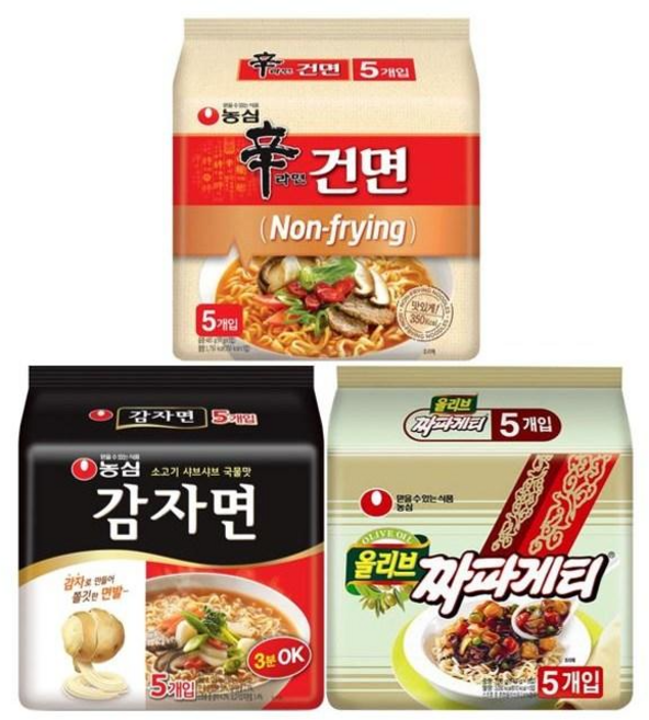 농심 신라면 건면 5입 + 감자면 5입 + 짜파게티 5입, 1세트