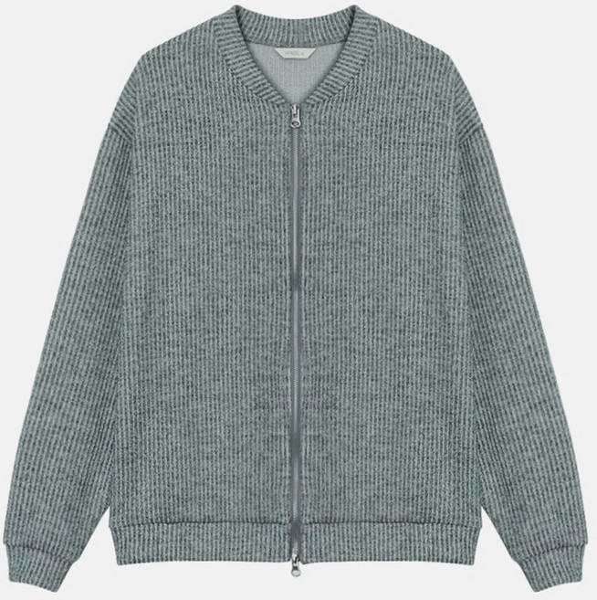 오나크 보풀안나는 스판 골지 헨리넥 투웨이 집업 가디건