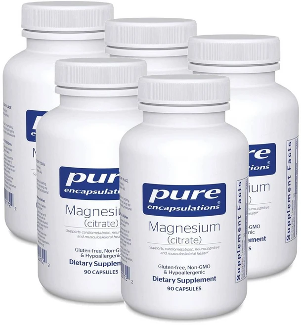 퓨어인캡슐레이션 마그네슘 시트레이트 캡슐 Pure Encapsulations Magnesium (Citrate), 90정, 5개 - 쿠팡