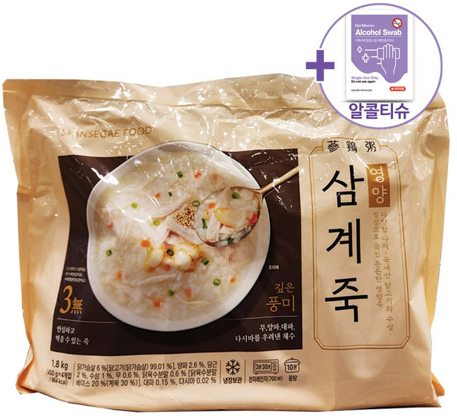 트레이더스 신세계푸드 영양삼계죽 아이스박스포장 더메이런알콜스왑, 4개, 450g