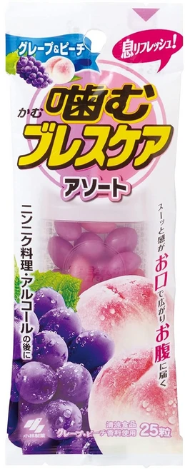 고바야시 씹어먹는 브레스 케어 그레이프 & 피치 25정, 1개 - 쿠팡