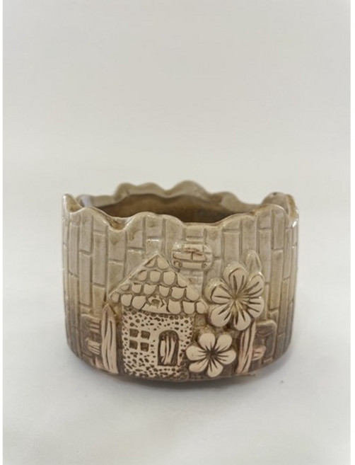 東昇瓷器餐具 花浮雕橢圓造型花器盆栽, 1個