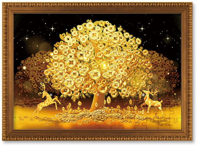 황금 돈나무 직소 퍼즐+액자 세트 재물 금전수 500피스, 단품, 1개