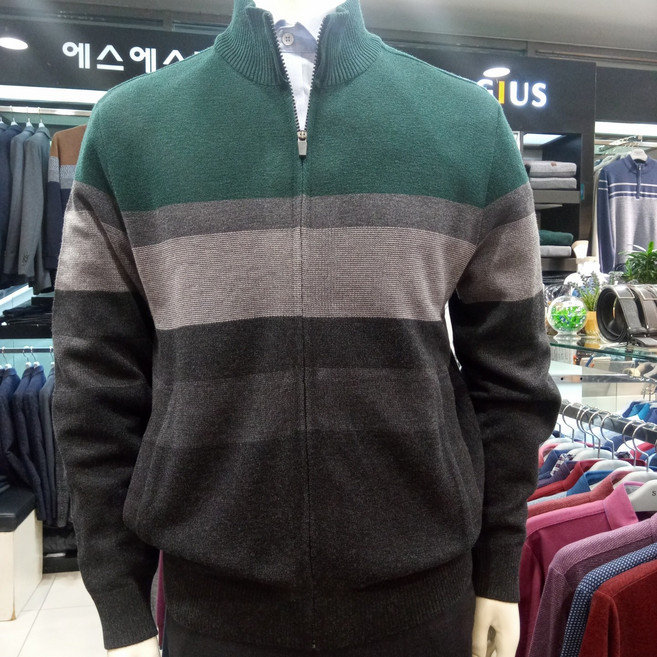 [F/W 이월 초특가] 세르지오 에스에스패션 남성 캐주얼 봄 가을 세련된 패턴감 하나만으로도 멋스러운 그린 간절기 집업 가디건