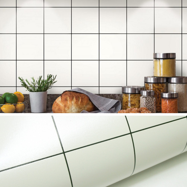 주방 타일 발포 시트지 벽 욕실 방수 셀프인테리어 화이트 사각타일, HD-429