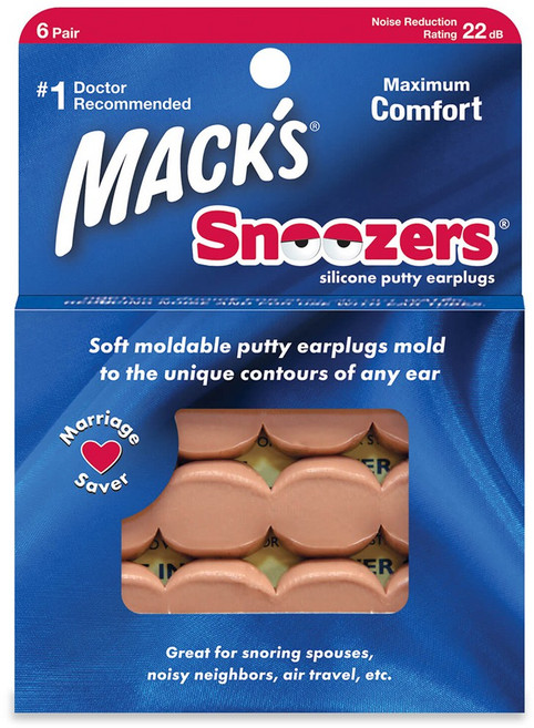 Macks 스누저 필로우 소프트 실리콘 이어플러그 귀마개, 1개, 6쌍
