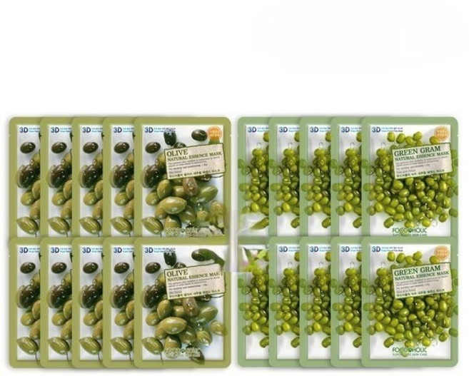 푸드어홀릭 (총20매/올리브+녹두)푸드3D 내추럴에센스 마스크팩