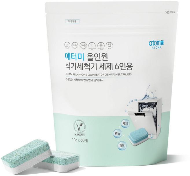 애터미 올인원 식기세척기 세제 6인용 10g 60개입 자연유래성분, 600g, 1개
