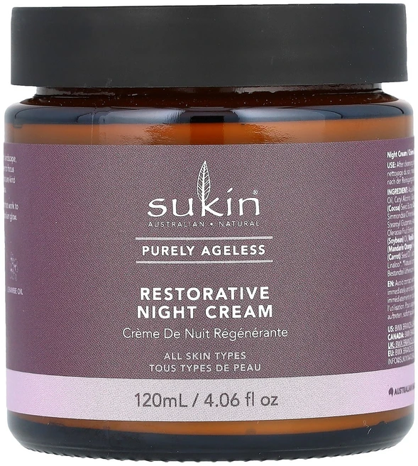 Sukin 퓨얼리 에이지리스 리스토어러티브 나이트 크림 120ml(4.06fl oz) Sukin (수킨), 1개, 120ml - 쿠팡