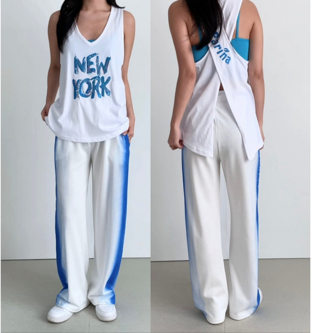 패리나제작 형광네온나시+바지상하세트 단체복 무대복 공연의상 케이팝 커버댄스 아이돌패션 치어리더복 방송댄스복 에어로빅 줌바댄스복 줌바웨어 줌바닷컴, 뉴욕나시아이보리세트