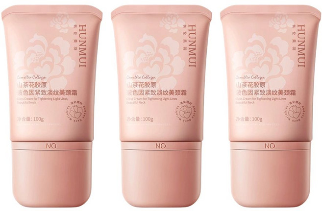 HUNMUI 山茶花膠原淡紋美頸霜 附按摩滾輪 淡化頸紋 深潤保濕 100g, 1件