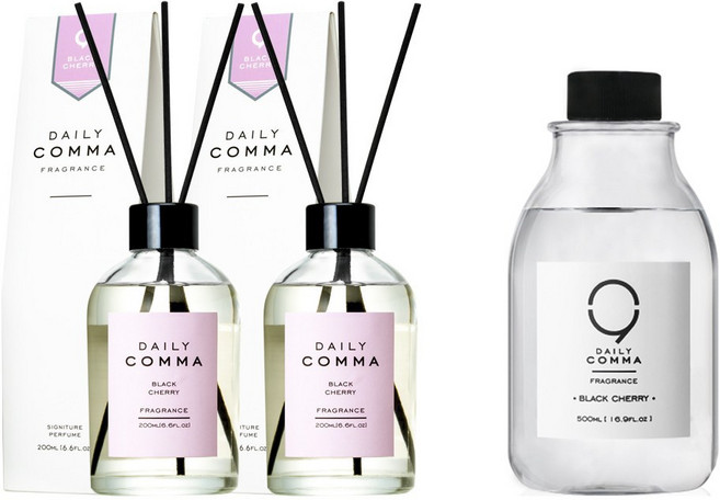 데일리콤마 디퓨저 200ml x 2p + 리필 500ml, 블랙체리