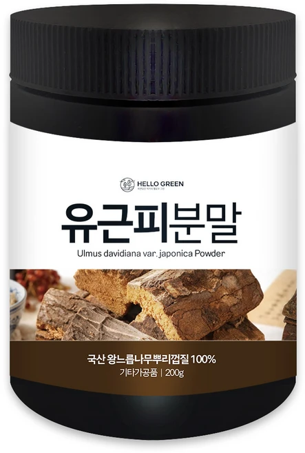 헬로우그린 국산 유근피 분말 가루 200g(통) 국내산 왕느릅뿌리껍질 100%, 200g, 1개 - 쿠팡