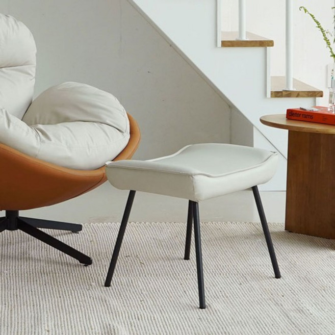 에그 심플 레더 풋스툴, 스툴단품, 심플스툴-크림베이지