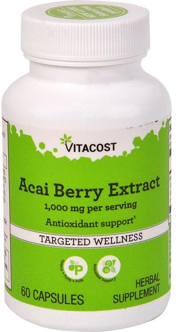 비타코스트 아사이 베리 추출물 500mg Vitacost Acai Berry Extract 500 mg 60정, 1개 - 쿠팡