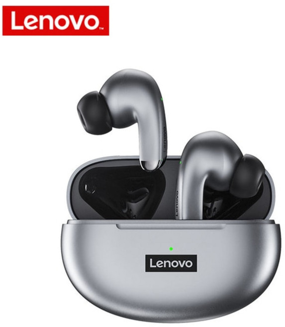 100% 오리지널 레노버 LP5 무선 블루투스 이어폰 HiFi 음악 이어폰 헤드폰 스포츠 방수 헤드셋 2021New, 회색 표준