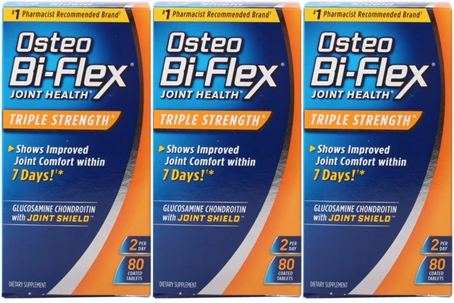 오스테오바이플렉스 조인트 헬스 트리플 스트랭스 코티드 타블렛, 80정, 3개 - 쿠팡