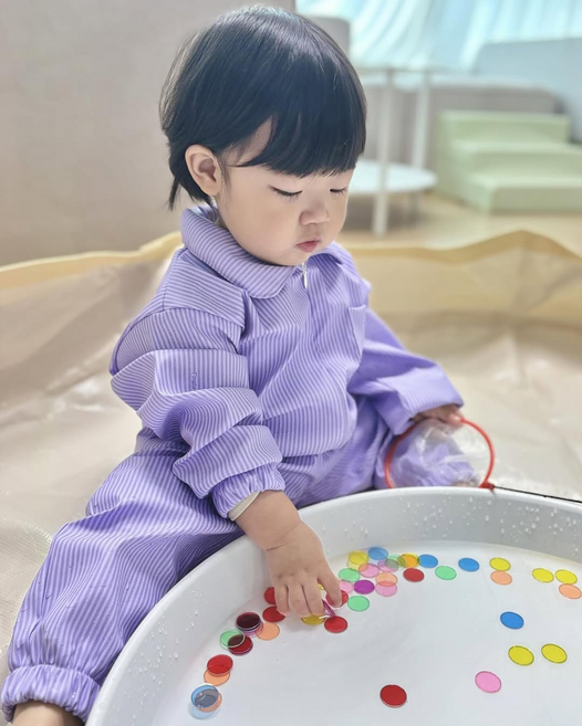 오보기 국산 아기 유아 전신 미술가운 방수가운 아트플레잉수트, 라벤더