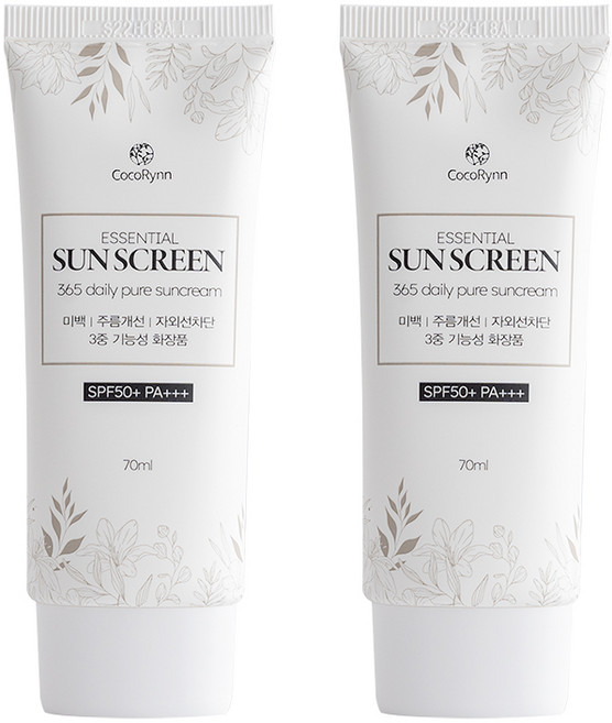 코코린느 백탁 눈시림 끈적임 없는 촉촉한 에센셜 선크림 (혼합자차선크림), 70ml, 2개