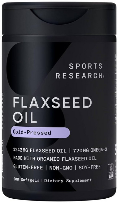SPORTS RESEARCH 亞麻籽油 1242mg 冷壓軟膠囊, 1個, 200錠